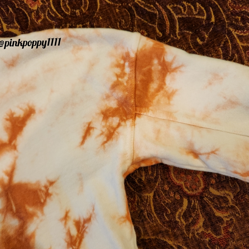 ELAN Cropped Tie Dye Pullover Sweatshirt Orange Cream Raw Hem Medium - Picture 15 of 15